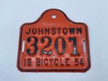 1954 Johnstown Bicycle License Plate