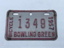 1957 Bowling Green Ohio Bicycle License Plate