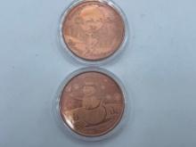 1 oz. .999 Copper Christmas Rounds bid x 2