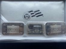 1/2 Ozt. .999 Silver Bars bid x 3