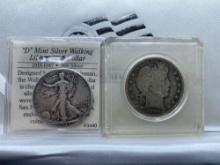 1906d Barber Half Dollar, 1943d Walking Liberty Half Dollar bid x 2