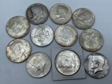 1964 Silver Kennedy Half Dollars bid x 11