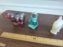 Fenton Hand Painted Animals, Bear, Duck, Elephant