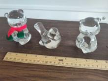 3 Fenton Animals Clear, Bears, Bird