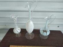 3 Australia Bimini Style Art Glass Pitchers, Vase