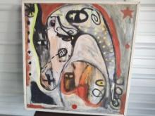 Oil on Canvas MCM Abstract Art Signed Van Rooy