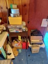 Sewing Machine Table, Sewing Supplies, & Electronics