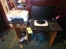 Canon TS-3322 Printer, Computer Desk, Monitor, 2 Office Chairs, & Contents