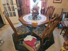 Octagonal Dining Table w/ 6 Chairs, Rug and Tablecloths