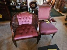 Pink Cushioned Arm Chair & Rolling Chair