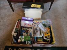 Small Storage Cabinet & 2 Boxes of Craft/Art Supplies