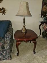 2 Solid Wood End Tables w/ Lamps