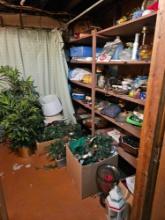 Contents of Basement Storage Room - Glassware, Hardware, Christmas Decor, Wall Decor, & more