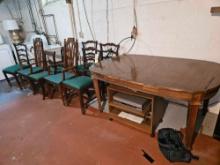 Solid Wood Dining Table, 8 Chairs, & Entertainment Stand