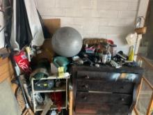 Corner Garage Contents - Table Top, Dressers, Radio, Stand, & more