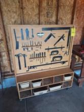 Rolling Wooden Tool Storage Cart