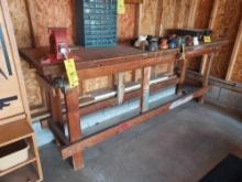 Columbian Model 2040 Bench Vise & Wooden Workbench