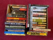 2 Boxes of Assorted Books - History, Sports, Music, & more