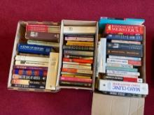 3 Boxes of Assorted Books - History, Novels, & Informal