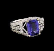 14KT White Gold 2.53 ctw Tanzanite and Diamond Ring