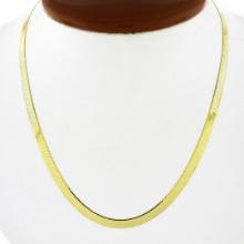 NEW 14k Yellow Gold 4mm 16" Polished Fancy Flat Herringbone Link Chain Necklace