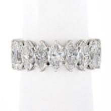 Vintage Platinum 4.50 ctw 18 Marquise Prong Diamond Eternity Wedding Band Ring