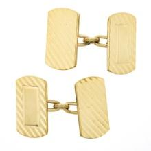 Men's 14k Yellow Gold Polished Grooved Dual Panel Engraveable Cuff Links