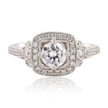 0.70 ctw VS2 CLARITY D COLOR CENTER Diamond Platinum Ring (1.05 ctw Diamonds) GI