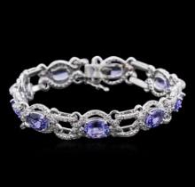 14KT White Gold 9.85 ctw Tanzanite and Diamond Bracelet