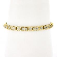 6.5" 14k Yellow Gold 2.30 ctw Prong Set Diamond Covered Polished Link Bracelet