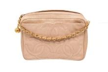 Chanel Beige Leather Triple CC Camera Bag