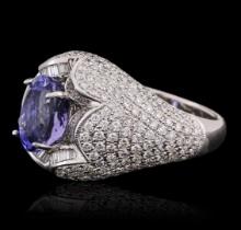 18KT White Gold 2.51 ctw Tanzanite and Diamond Ring