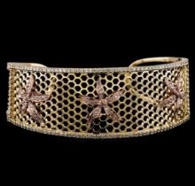 2.25 ctw Diamond Cuff Bracelet - 14KT Yellow and Rose Gold