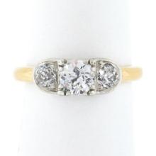 Antique Edwardian 18k Gold Platinum European Diamond w/ Accents Engagement Ring