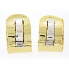 18k Yellow Gold 1.12 ctw Round Brilliant Bezel Diamond Wide Cuff Huggies Earring