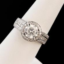 1.63 ctw SI3 CLARITY CENTER Diamond 18K White Gold Ring (2.79 ctw Diamonds) EGL