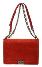 Chanel Red Soft Matte Caviar Leather Boy Large Flap Bag