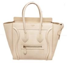 Celine Cream Leather Mini Luggage Tote Bag