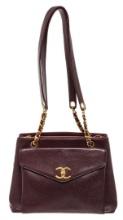 Chanel Vintage Burgundy Caviar Leather CC Turn Lock Shoulder Bag