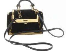 Salvatore Ferragamo Black Suede Leather Gold-tone Gancini 2Way Shoulder Bag