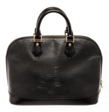 Louis Vuitton Black Epi Leather Alma Satchel Bag