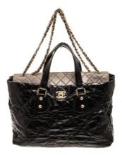 Chanel Black and Gold Leather Portobello Tote bag