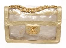 Chanel Vinyl Gold Lambskin Flap Maxi Shoulder Bag