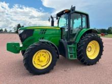 2015 John Deere 6140M tractor, CHA, MFD, 460/85R38 rear tires, 16-spd Power Quad trans w/LHR,