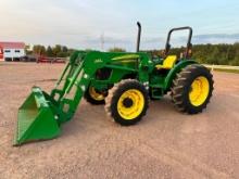 2005 John Deere 5325 tractor, open station, MFD, John Deere 542 loader, 16.9x30 rear tires, 2-hyds,