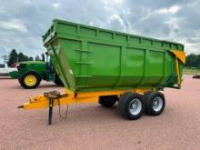 Zenith 15' dump wagon, tandem axle, 80" width, 6' high sides, spring suspension, swinging tail gate,