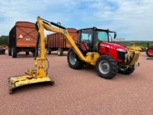 2018 Massey 5710 commercial mowing tractor, CHA, MFD, Diamond boom mower w/ rotary mowing head,