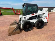 2018 Bobcat S550 skid steer, cab w/AC, aux hyds, pilot controls, 31x10-20 no flat tires, bucket,