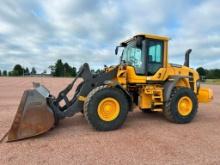 2014 Volvo L70G wheel loader, cab w/AC, 20.5x25 tires, 4-spd powershift trans, quick coupler bucket,