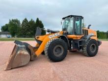 2016 Case 821G wheel loader, cab w/AC, 23.5x25 tires, 4-spd powershift trans, JRB style quick